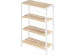 Libreria - Ripiano A Scaletta - 4 Livelli - Profondità Ridotta 20 Cm - Indipendente - Legno Mdf - 50 X 78 X 20 Cm - Rovere Chiaro Bianco