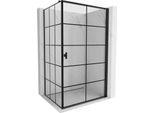 Mexen Mist-B Cabina Doccia Battente Destra 80 X 100 Cm, Griglia Nera, Nera - 8A2T-080-100-70-77-P