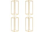 Decorazione Da Tavola Per Matrimonio - Colonna Portafiori Geometrica - Altezza 60 Cm, Base 24×24 Cm, Set Di 4, Ferro, Rettangolare, Portata 10 Kg - Oro