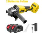 Smerigliatrice E Lucidatrice Angolare A Batteria - 21V M14 125 Mm - Motore Brushless - 2 Batterie - Velocità Variabile - 19500 Giri/Min - Giallo