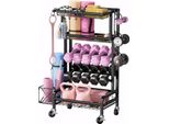 Portamanubri Zertylre, Portamanubri Multifunzionale Per Manubri, Tappetini Da Yoga, Kettlebell E Blocchi Da Yoga Con 4 Ruote Universali Per La Casa,