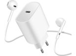 Avizar, Caricabatterie USB-C Da 20 W Con Cavo USB-C, Cuffie E Telecomando, Bianco