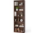 Libreria A 6 Livelli Costway, Scaffale Autoportante 60X23,5X178 Cm, Scaffale Espositivo Con 2 Set Antiribaltamento, Scaffale A Giorno (Marrone)