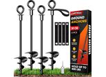 Set Di 4 Ancoraggi A Terra Per Trampolino Con Cinghie, Kit Di Ancoraggi Per Carichi Pesanti Per Tende, Altalene, Tettoie, Metallo A Vento Forte