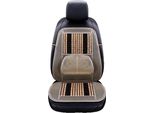 Blueshyhall Coprisedile Auto Massaggiante, Cuscino Per Sedili In Perline Di Legno Con Supporto Lombare, Coprisedili Auto Freschi E Traspiranti, Sedili Anteriori Estivi (Beige)