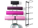 Supporto Per Tappetino Da Yoga Con 5 Livelli, Supporto A Parete, Portaoggetti In Metallo Per Tappetini/Rotelle Da Yoga, Foam Roller E Blocchi Ecc