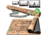 Backlaxx ® Tappetino Yoga In Sughero Xxl [+50% Di Superficie In Più] Con Gomma Naturale - Sostenibile, Non Tossico, Tappetino Yoga Antiscivolo, Tappetino Fitness