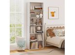 Costway Libreria A 6 Livelli, Scaffale Autoportante 60X23,5X178 Cm, Scaffale Espositivo Con 2 Set Antiribaltamento, Scaffale A Giorno (Bianco)