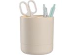 Inf Portapenne Rotante A 360° - Organizer Da Scrivania Per Cancelleria Beige