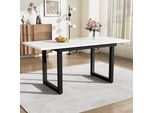 Tavolo Da Pranzo Allungabile Sweiko, L140/180Xl80Xh75, Stile Industriale, Rettangolare, Tavolo Da Caffè-Tempo Libero, Tavolo Da Pranzo Moderno E Semplice In Ferro, Tavolo Da Pranzo Multifunzionale Salvaspazio, Mdf, Bianco+Nero