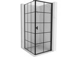 Mexen Mist-B Cabina Doccia A Battente Destra 80 X 80 Cm, Griglia Nera, Nero - 8A2T-080-080-70-77-P