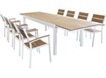 Milanihome.It - Set Tavolo 200/300X100 Struttura In Alluminio Compreso Di 8 Sedute Colore Bianco,Marronedi Colorebianco