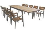 Milanihome.It - Set Tavolo E Sedie Da Giardino Per Esterno In Alluminio Cm 200/300X95X75 H Con 10 Sedute Colore Taupedi Coloretaupe