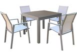 Milanihome.It - Set Tavolo E Sedie Da Giardino Per Esterno In Alluminio Cm 90/180X90X75 H Con 4 Sedute Colore Taupedi Coloretaupe