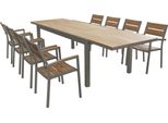 Milanihome.It - Set Tavolo E Sedie Da Giardino Per Esterno In Alluminio Cm 200/300X95X75 H Con 8 Sedute Colore Taupedi Coloretaupe
