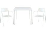 Milanihome.It - Set Tavolo In Metallo Cm 80 X 80 X 73H Con 2 Poltrone Da Giardino Per Esterno Colore Biancodi Colorebianco