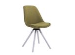 Clp Poltrona Visitatore Troyes In Tessuto Rotonda Girevole E Con Gambe Tonde In Legno, Verde Bianco