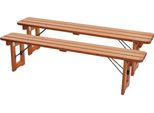 Set Di 2 Panche HWC-J61, Panca Per Tavolo Da Birra Set Panca Da Birra Panca Da Giardino, Qualità Catering, Pieghevole Legno Laccato, 180Cm