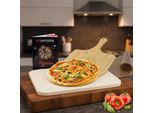 Mucola Pietra Da Forno Set 4 Pz. Pietra Forno Pizza Pala Ricettario 30X38Cm Cordierite Carta Da Forno Forno Gas Grill Beige Cucine Croccanti