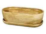 Scatola Di Cactus Kaktus O Teak Con Piattino 32 Cm Marrone Chiaro Opaco
