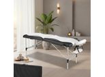 Mucola Lettino Da Massaggio A 2 Zone Panca Da Massaggio Pieghevole Tavolo Cosmetico Tavolo Da Massaggio Tavolo Terapeutico Mobile Struttura In Alluminio - Nero / Bianco