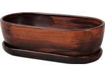 Scatola Per Cactus Kaktus O Wood Con Piattino 32 Cm Marrone Scuro Opaco