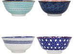 Kitchen Craft Set Di 4 Ciotole In Gres Smaltato, Tonalità Rosso E Blu, 15,5 X 7,5 Cm, In Confezione Regalo