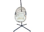 Rebecca Mobili Sedia Sospesa Con Base, Polyrattan E Acciaio, Beige