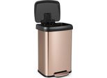 Cestino Da Cucina Costway, Cestino Da 50L, Cestino A Pedale Con Coperchio A Chiusura Ammortizzata, Sistema Di Separazione Dei Rifiuti Incl. Scomparto Per La Deodorazione, In Acciaio Inox E Plastica (Oro Rosa / 50L)