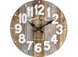 Orologio Da Parete Rebecca Mobili, Effetto Antico In Legno Bianco E Marrone ø 33,8 Cm
