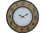 Rebecca Mobili Orologio Da Parete Grande In Legno E Metallo, Marrone, Nero E Bianco, Ø 50 Cm