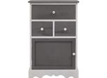 Cassettiera Rebecca Mobili, 3 Cassetti E 1 Anta In Legno, Grigio E Bianco