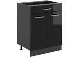 Vicco Mobiletto Base Per Cucina R-Line, 60 Cm Con Cassetto, Senza Piano Di Lavoro, Nero Lucido/Antracite