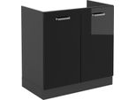 Vicco Mobile Lavello Cucina R-Line, 80 Cm Senza Piano Di Lavoro, Nero Lucido/Antracite