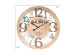 Orologio Da Parete Rebecca Mobili Con Intagli In Legno Bianco, Marrone E Blu ø 50 Cm