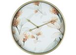 Orologio Da Parete Rebecca Mobili Con Stampa Floreale In Vetro E Metallo, Bianco E Oro, 40 Cm