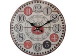 Orologio Da Parete Rebecca Mobili In Stile Vintage, In Legno, Marrone, Nero E Rosso ø 33,8 Cm