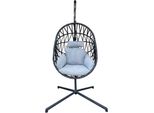 Rebecca Mobili Sedia Sospesa Con Base, Polyrattan E Acciaio, Grigio