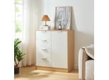 Cassettiera 'Varkaus' Con 4 Cassetti E 1 Anta 90 X 80 X 40 Cm Effetto Rovere / Bianco