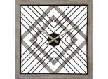 Orologio Da Parete Rebecca Mobili, Forma Quadrata In Legno E Metallo, Nero E Marrone