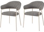 Rebecca Mobili Sedie Cadetia 82,5X57X56,5 Tessuto Poliestere Acciaio Grigio Bianco Moderno Set 2 Pezzi
