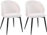 Sedie Mobili Rebecca Karamu 81X54X56 Tessuto Teddy Metallo Crema Nero Moderno Set 2 Pezzi Parzialmente Assemblato