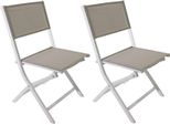 Sedie Pieghevoli Rebecca Mobili Ilomba 84X48X57 Alluminio Poliestere Bianco Beige Moderno Set 2 Pezzi Assemblati