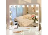 Vanitii Hollywood Specchio Per Il Trucco 58Cm X 46Cm Con Illuminazione 15 Luci Dimmer 3 Modalità Di Luce Bluetooth Specchio Per Il Trucco Per Il Bagno Tavolo Da Toilette Bianco