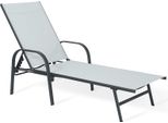 Sdraio Rebecca Mobili Darkin 95X195X69 Acciaio Poliestere Grigio Chiaro Antracite Moderno