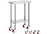 Tavolo Da Lavoro 61 X 30 X 85 Cm Tavolo Da Lavoro Per Catering In Acciaio Inox Portata 350 Kg, Tavolo Per La Preparazione Dei Cibi Con Rotelle Tavolo Da Lavoro Commerciale Per Bar Cucina 4 Piedini Regolabili