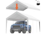 Tenda Da Garage Carport, 3 X 6 M, Tenda Da Tetto Per Garage, Impermeabile E Protetta Dai Raggi Uv, Facile Installazione Con Cinghie Di Tensione, Bianco (Solo Copertura Del Tetto, Telaio Non Incluso)