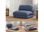 Poltrona Letto HWC-E68, Divano Letto Funzionale Poltrona Pieghevole Reclinabile, Tessuto/Tessuto ~ Azzurro