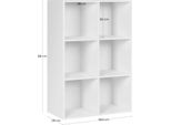 Libreria - Scaffale A Cubo Verticale - 6 Scomparti - 29P X 59,6L X 89H Cm - Divisorio Per Ambienti - Truciolare Con Pannello Posteriore In Mdf - Facile Da Montare - Bianco