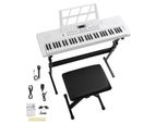Tastiera Elettrica Fch 61 Tasti, Set Con Tastiera, Sgabello Per Pianoforte, Supporto, Tastiera Elettrica Con Tasti Illuminati, Set Pianoforte Digitale, Pianoforte